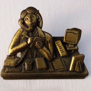 Vintage J.J secretary at desk brooch